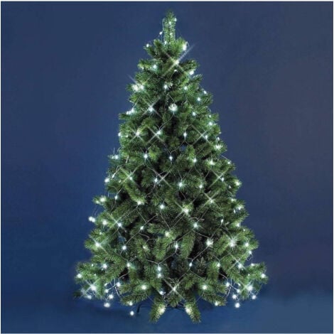 TrAdE Shop Traesio - Mantello Rete 240 Led Per Albero Di Natale Luci Luce Bianco Freddo 1,50 Metri -