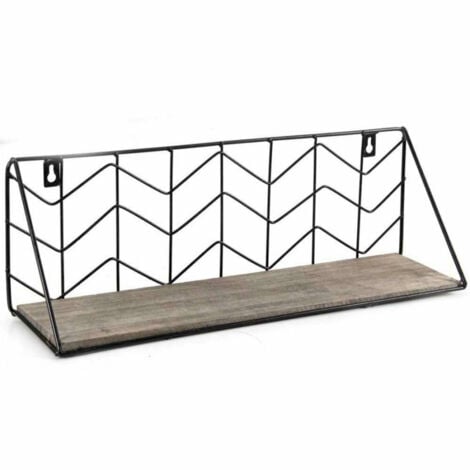 TrAdE Shop Traesio - Mensola Parete Rettangolare Mensola Scaffale Metallo E Legno Design Moderno -