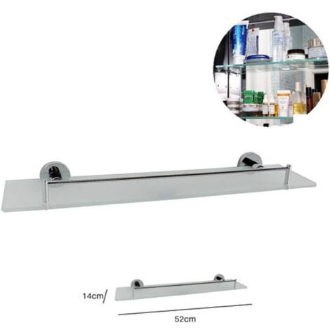 TrAdE Shop Traesio - Mensola Vetro Per Bagno In Acciaio 50x15cm Con Fissaggio A Parete Muro Ellittica -