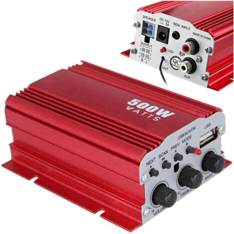 TrAdE Shop Traesio - Mini Amplificatore Stereo A 2 Canali Per Auto Moto Da 500w Usb Mp3 Kinter Ma-150 -