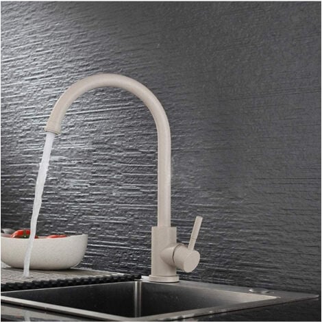 TrAdE Shop Traesio - Miscelatore Rubinetto Lavello Cucina Canna Alta Avena Fragranite Marrone Beige -