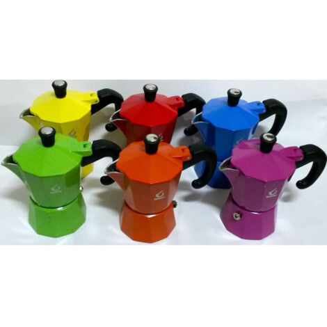 TrAdE Shop Traesio - Moka 1-2-3-6 Tazze Tz Caffettiera Colorata Caffè Caffe' Cafè Napoletano -   -Moka 1 tazza    -