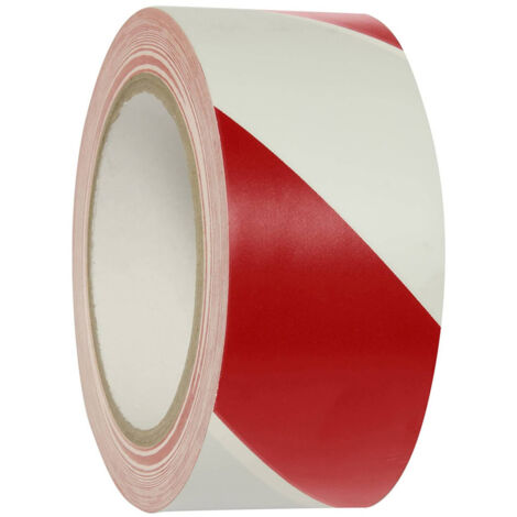 TrAdE Shop Traesio - Nastro Adesivo Ultra Resistente Segnaletico Cantiere Bianco Rosso 4,8cm X 20mt -