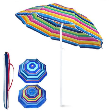 TrAdE Shop Traesio - Ombrellone Da Spiaggia Mare Multicolore 180 Cm Palo Con Snodo Custodia Trasporto 615155 -