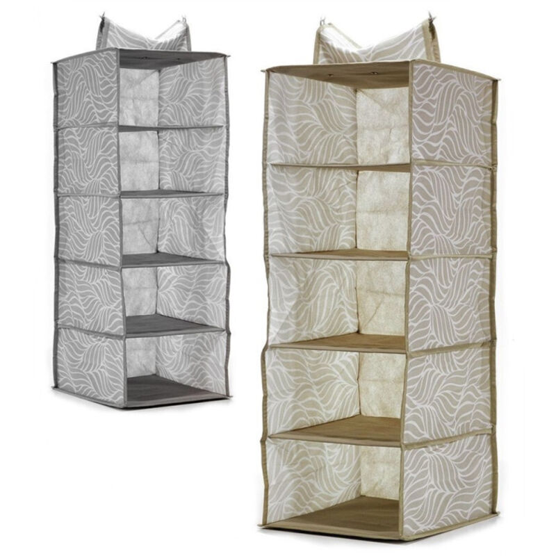 TrAdE Shop Traesio - Organizer Da Armadio Salvaspazio In Tnt Da Appendere Con 5 Scomparti Ripiegabile 2 Colori -