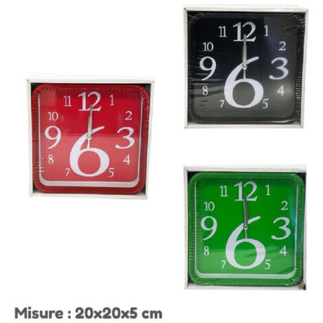 TrAdE Shop Traesio - Orologio Da Parete Quarzo Muro Quadrato Colorato Casa Arredamento 20 X 20 X 5 Cm -
