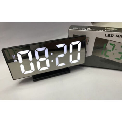 TrAdE Shop Traesio - Orologio Sveglia Datario Ds-3618l Specchio Termometro Digitale Da Tavolo Lcd -