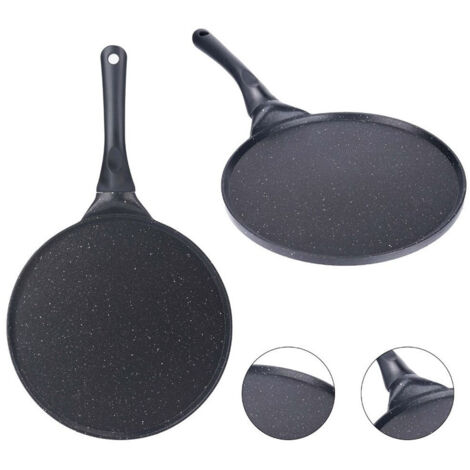 TrAdE Shop Traesio - Padella Antiaderente Piastra Liscia Tonda Per Crepes Nera Accessori Per Cucinare 624388 -