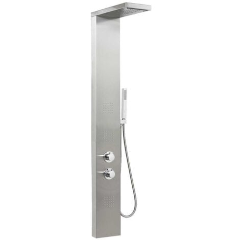 TrAdE Shop Traesio - Pannello Doccia Colonna In Acciaio Con Doccetta Soffione Cascata Idromassaggio -