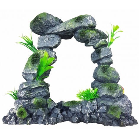 TrAdE Shop Traesio - Parete Arco Rocciosa 28x13x25cm Ornamento Acquario Decorazioni Pietra Per Bolle -