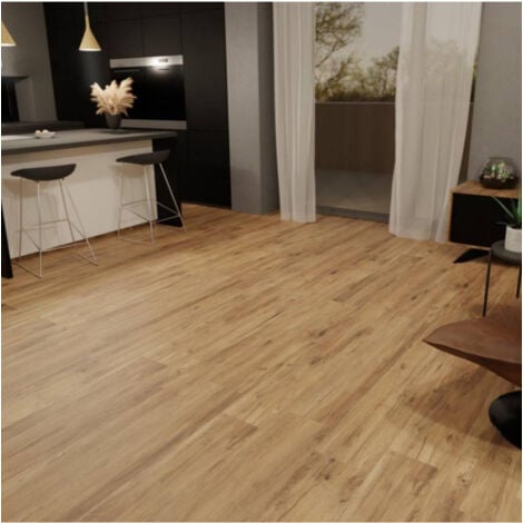 TrAdE Shop Traesio - Pavimento Finto Parquet Effetto Legno Naturale Rovere Piastrelle Adesive 15x90cm -