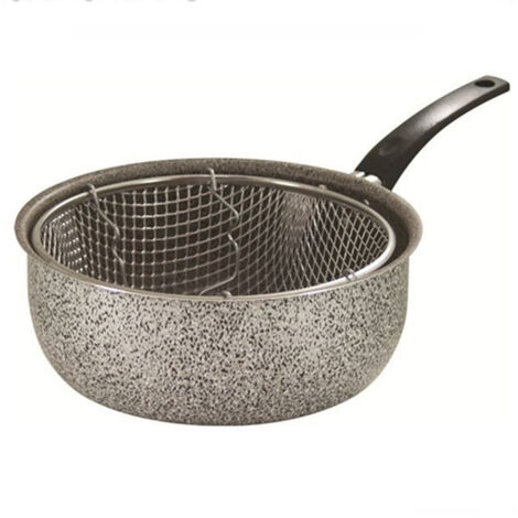 TrAdE Shop Traesio - Pentola Friggitrice In Alluminio Rivestimento Antiaderente Da 24 Cm Con Manico 036640m -