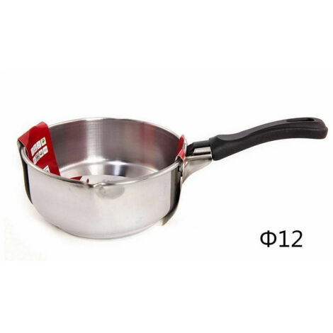 TrAdE Shop Traesio - Pentolino Bollitore Da Latte In Metallo Pentola Diametro 12cm Manico Bachelite -