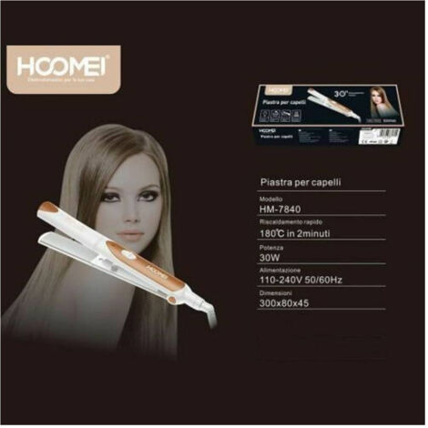TrAdE Shop Traesio - Piastra Lisciante Per Capelli Professionale Effetto Lisci 30w Hoomei Hm-7840 -