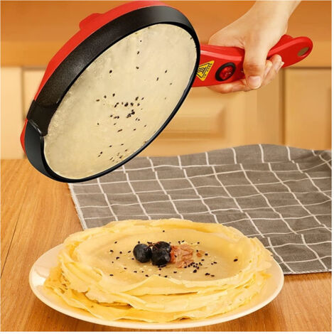 TrAdE Shop Traesio - Piccola Padella Automatica Crepiera Elettrica Antiaderente Per Pancake Tortillas -