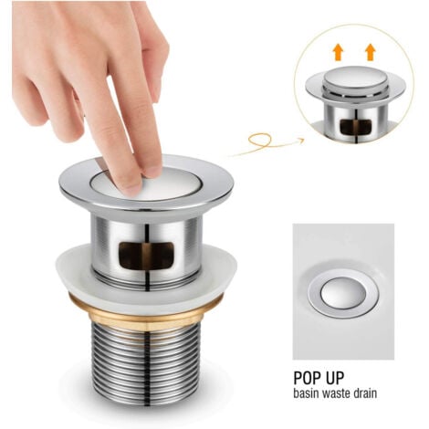 TrAdE Shop Traesio - Piletta Universale Miscelatore Lavabo Bide Click Clack Tappo Pilette Pop Up -