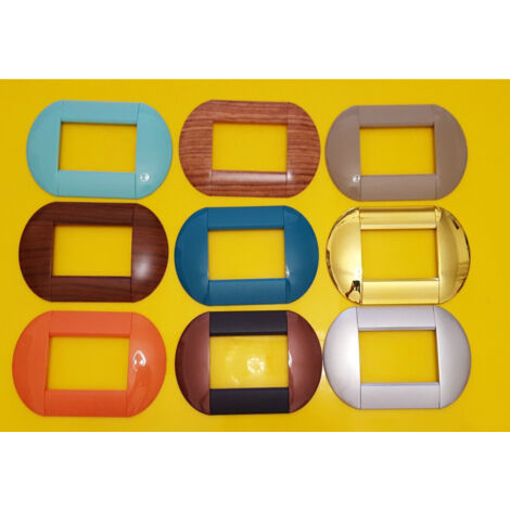 TrAdE Shop Traesio - Placca Placche Placchette Compatibili Living International Light Bombate Bticino - Argento -7 fori -