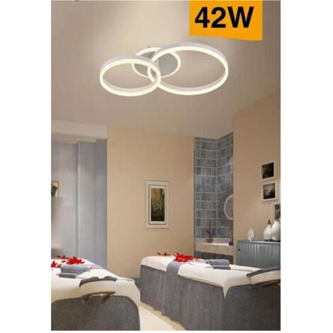 TrAdE Shop Traesio - Plafoniera Led 42 W Lampadario C35 Bianco Moderno Cerchi Luce 4000k 6500k 3000k - -Bianco Caldo -