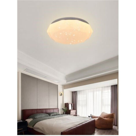 TrAdE Shop Traesio - Plafoniera Soffitto 36 W Bianca Lavorata Puntini Luce 6500k 3000k 4000k C02-36 - -Bianco Caldo      -