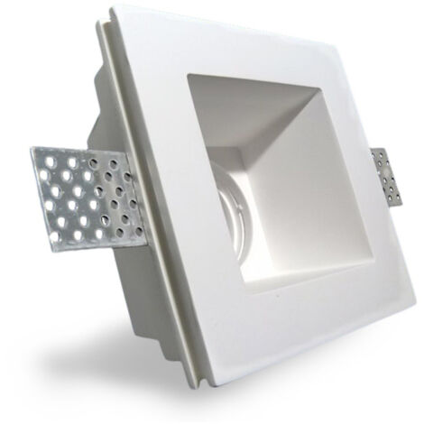 TrAdE Shop Traesio - Porta Faretto Fisso In Gesso Ad Incasso Per Lampadine Gu10 Led Quadrato 12x12 Cm -