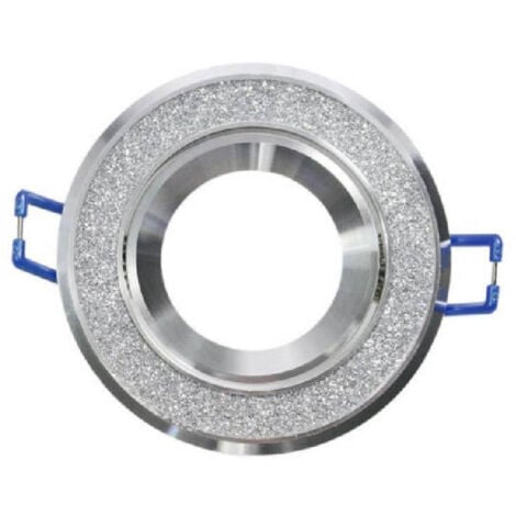 TrAdE Shop Traesio - Porta Faretto Incasso Orientabile Acciaio Supporto Rotondo Decorato Glitter P8 - Argento