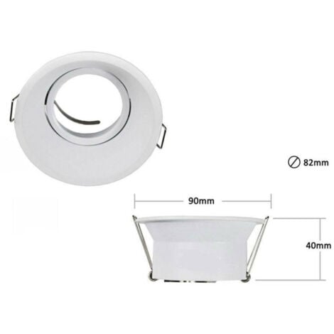 TrAdE Shop Traesio - Porta Faretto Incasso Per Faretto Tondo Gu10 Orientabile Per Controsoffitto P13 - Bianco