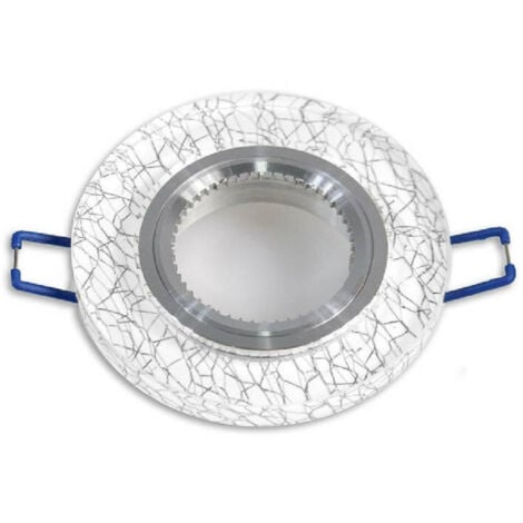TrAdE Shop Traesio - Porta Faretto Incasso Per Faretto Tondo Vetro Bianco Venature Oro Argento P15 - Argento