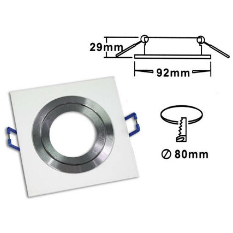 TrAdE Shop Traesio - Portafaretto Incasso Faretto Gu10 Quadrato Acciaio Portalampada P3 Bianco Silver -