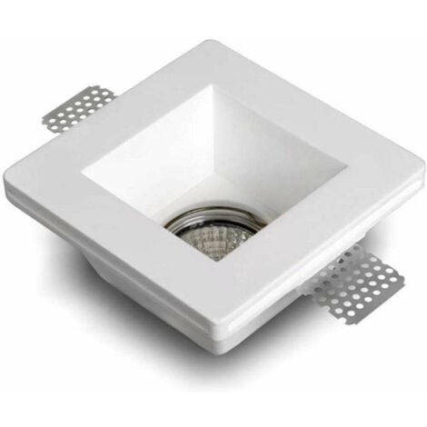 TrAdE Shop Traesio - Portafaretto Incasso Gesso Con Vetrino Scomparsa Quadrato Supporto Faretti Gs-02 -