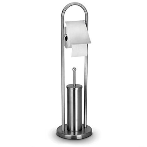 TrAdE Shop Traesio - Portarotolo Con Scopino E Porta Scopino In Acciaio Accessori Bagno Wc 76 Cm -