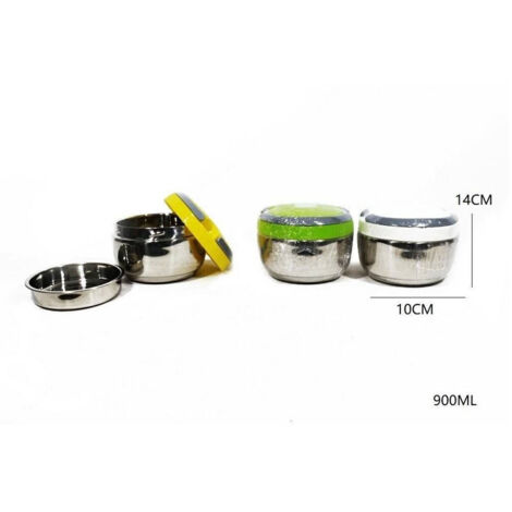 TrAdE Shop Traesio - Portavivande Ermetico 900ml Contenitore Inox Abs Contenitore Porta Pranzo -
