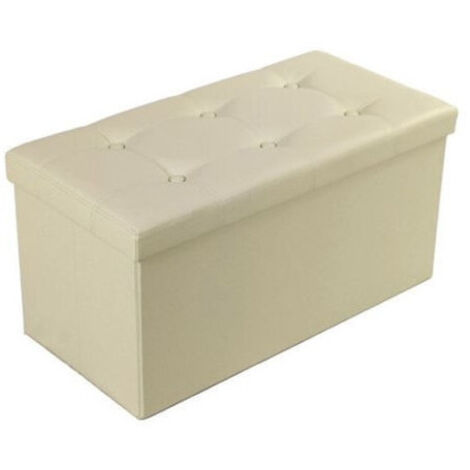 TrAdE Shop Traesio - Pouf Scatola Contenitore Rettangolare Similpelle Cassapanca Poggiapiedi Colore - Beige
