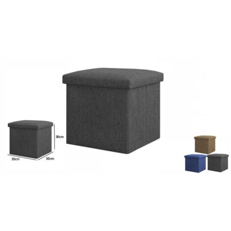 TrAdE Shop Traesio - Pouff Puff Pouf Contenitore Imbottito Con Seduta In Tessuto 30 X 30 X 30cm 69584 -