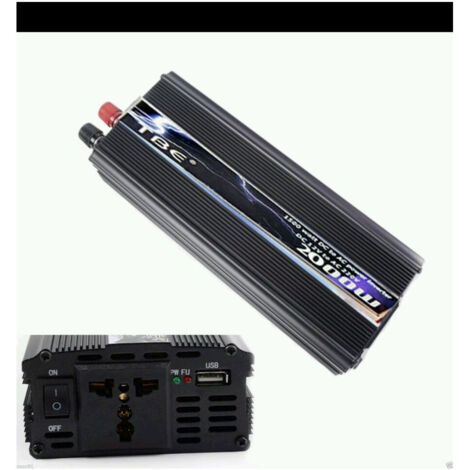 Trade Shop Traesio – Power inverter 2000W DC 12V a AC 110/220V – Onda sinusoidale modificata – Uscita USB 5V 1A – Protezione sovratensione e sottotensione
