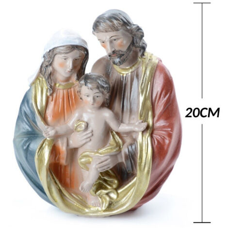 TrAdE Shop Traesio - Presepe Natività In Resina Scenario Sacra Famiglia Decorazioni Natalizie 20cm -