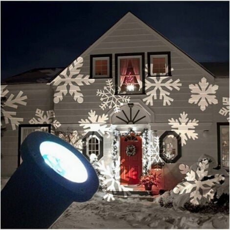 TrAdE Shop Traesio - Proiettore Faretto Led Effetto Fiocco Di Neve Bianca Addobbi Natale Per Esterno -