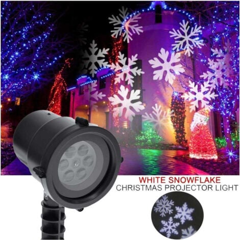 TrAdE Shop Traesio - Proiettore Laser Led Rgb Natale Esterno Giochi Luce Fiocchi Di Neve Bianco -