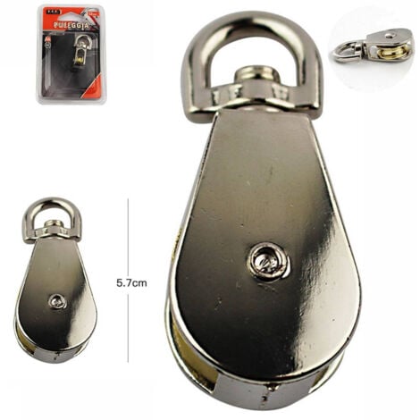 Carrucola Stendibiancheria Con Gancio Zincato E Ruota In Acciaio - Ø 50 Mm - Foto 2