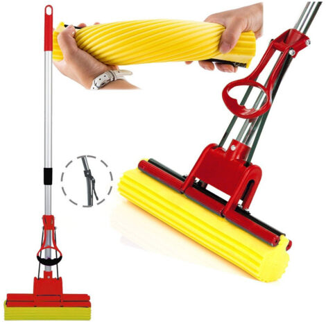 TrAdE Shop Traesio - Pva Mocio Mop Scopa Assorbente Con Manico Telescopico Lava Strizza Asciuga -