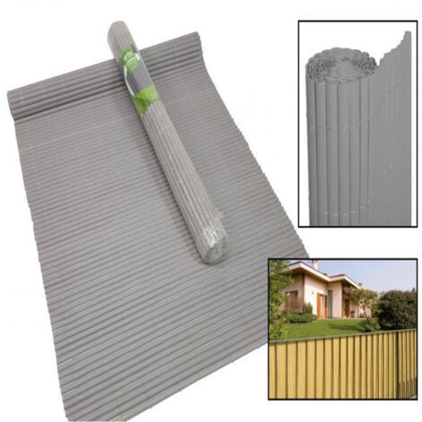 TrAdE Shop Traesio - Recinzione Giardino Frangivista Per Balcone Canniccio Pvc Grigio Esterno 1x3 Mt -