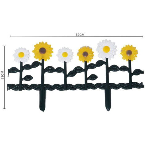 TrAdE Shop Traesio - Recinzione Per Giardino Steccato Forma Fiore In Plastica Arredo Giardino 33x62cm -