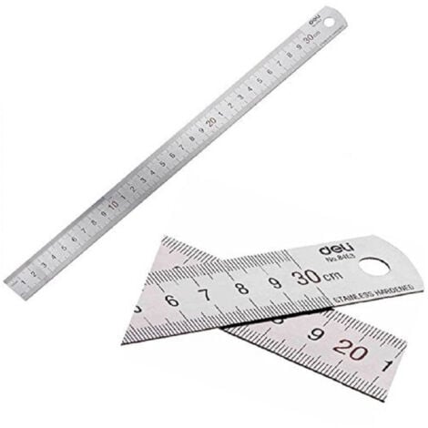TrAdE Shop Traesio - Righello Metro 1mm A 30cm In Metallo Acciaio Riga Multifunzione Segnatura Cm E Inch -