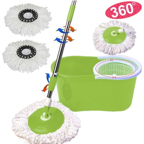 TrAdE Shop Traesio - Rotating Mop Roto Mop Mocio Rotante In Microfibra Con Secchio Strizzatore 360° -