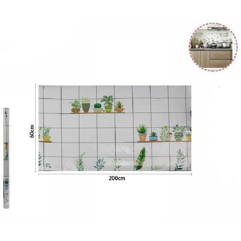 TrAdE Shop Traesio - Rotolo Adesivo Per Muri Effetto Parete Con Piantine Carta Parati 60cmx2mt 70864 -