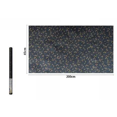 Trade Shop Traesio - Rotolo Pellicola Adesiva Pvc Motivo Nero Oro 45cmx2mt Mobili Cassetti Casa 71226 -