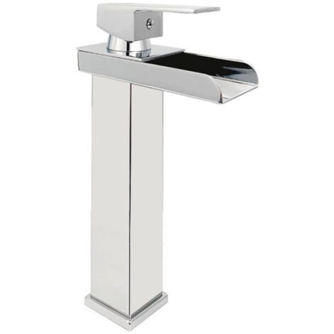 TrAdE Shop Traesio - Rubinetto Bagno Design Moderno A Cascata Miscelatore Monocomando Alto Cromato -