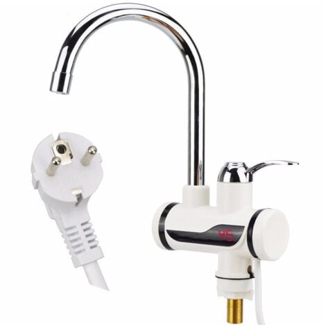 TrAdE Shop Traesio - Rubinetto Miscelatore Elettrico Caldaia Acqua Calda Con Spina Cucina Bagno 3000w -