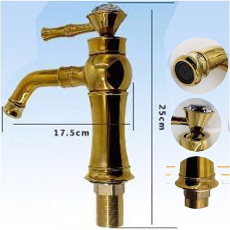 TrAdE Shop Traesio - Rubinetto Miscelatore Monocomando Lavabo Lavello Bagno Cucina Ottone Dorato Oro -