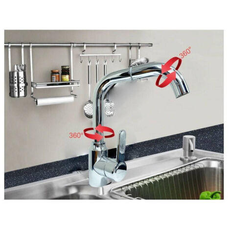 TrAdE Shop Traesio - Rubinetto Miscelatore Monocomando Lavello Cucina Canna Alta Rotante Cromato 8702 -