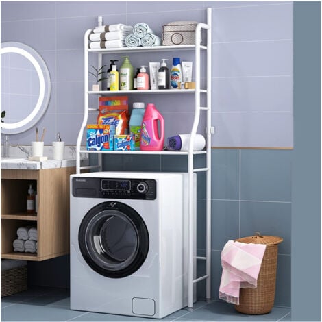 TrAdE Shop Traesio - Scaffale Salvaspazio Sopra Lavatrice Mensole Bagno 3 Piani Mobile Lavanderia 69078 -